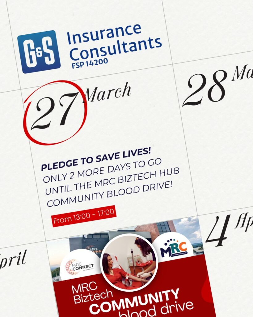 G&S Insurance taking part in the MRC Community Blood Donation Day, Alberton.