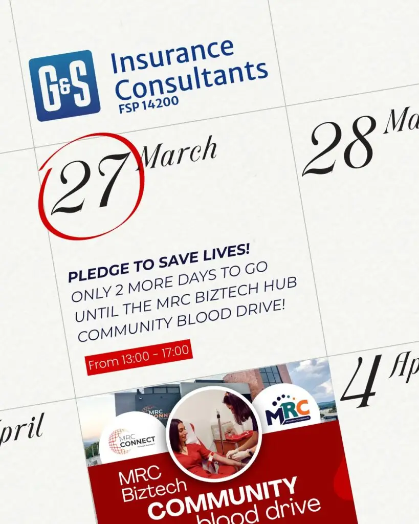 G&S Insurance taking part in the MRC Community Blood Donation Day, Alberton.